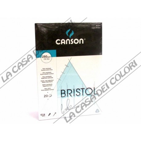 CANSON BRISTOL - 250 g/mq - A4 - BLOCCO 20FG COLLATO LATO CORTO