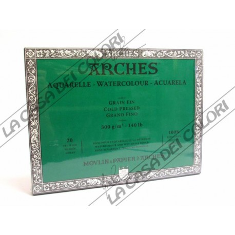 ARCHES AQUARELLE - 31x41 cm - 300 g/mq GRANA FINE - BLOCCHI COLLATI 4 LATI
