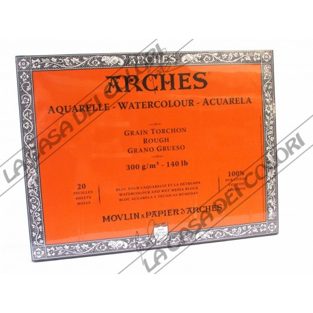 ARCHES AQUARELLE - 18x26 cm - 300 g/mq GRANA GROSSA / RUVIDA - BLOCCHI COLLATI 4 LATI