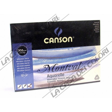 CANSON MONTVAL - 18x25cm - 300 g/mq - GRANA FINE - BLOCCO 12 FG - ACQUERELLO